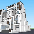 Modern Semi Detached Villa Exterior Design With White And Dark Facade Balconies And Large Windows