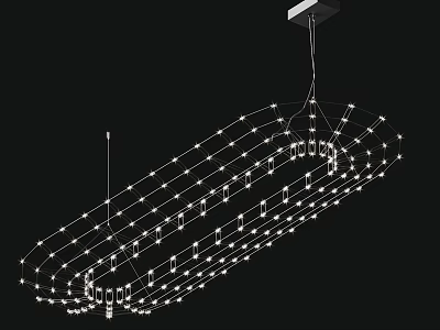 Modern Chandelier With Numerous Small Lights In Irregular Net Like Structure Design 3d model