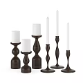 Elegant Wooden Candle Holders With Various Shapes And White Candles