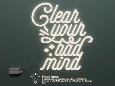 Modern Neon Lamp Lighting Combination with Clear Your Bad Mind Text Design and Decorative Illumination 3d model