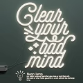 Modern Neon Lamp Lighting Combination with Clear Your Bad Mind Text Design and Decorative Illumination