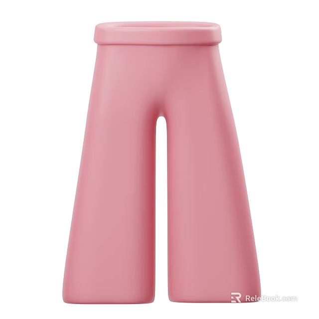 Fashionable Pink Wide Leg Pants For Women Casual Loose Fit Daily Wear 3d model 