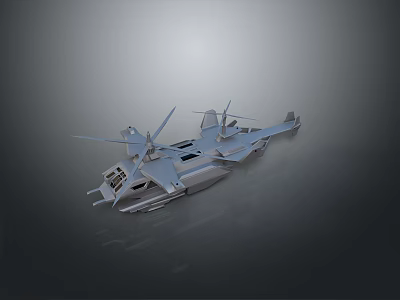 Futuristic Aircraft Model With Multiple Propellers And Sleek Gray Design Structure 3d model