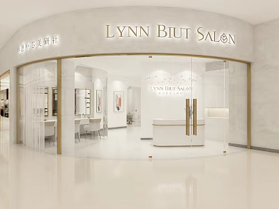 Modern Beauty Salon Interior Design With Glass Doors White Gold Decor And Mirrors 3d model