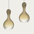 Two Brown Gradient Glass Gourd Shaped Pendant Lights on White Background 3d model
