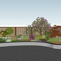 Beautiful Roof Garden Landscaping With Colorful Flowers Wooden Lattice Fence And Paved Floor