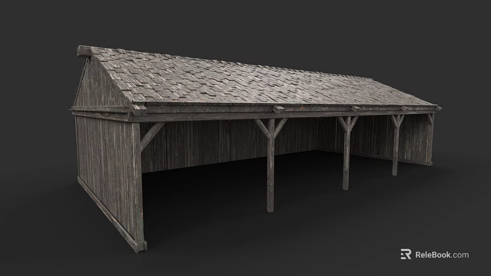 Traditional Detached Villa With Wooden Structure And Tile Roof Design 3d model 
