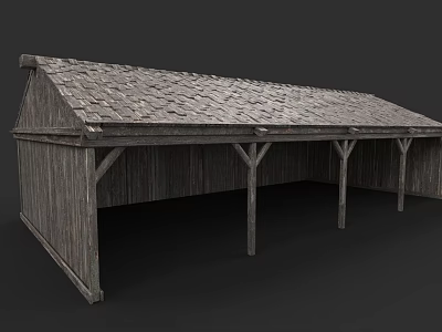 Traditional Detached Villa With Wooden Structure And Tile Roof Design 3d model