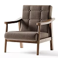 Comfortable Green Velvet Accent Chair with Wooden Armrests and Tufted Back Design