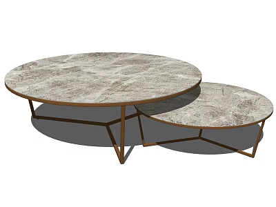 Round Marble Top Coffee Tables With Nested Geometric Metal Frames Design 3d model