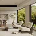 Modern Living Room Interior With White Sofa Coffee Table Rug And Floor to Ceiling Windows