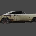 Rusty Old Classic Car With Worn Body And Missing Windows On Gray Background 3d model