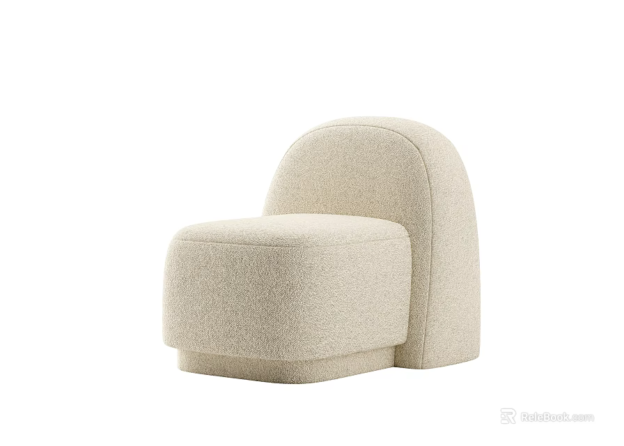 Beige Plush Single Sofa With Curved Design And Modern Minimalist Style For Home 3d model 
