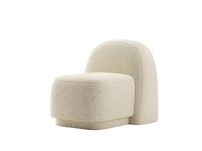 Beige Plush Single Sofa With Curved Design And Modern Minimalist Style For Home 3d model