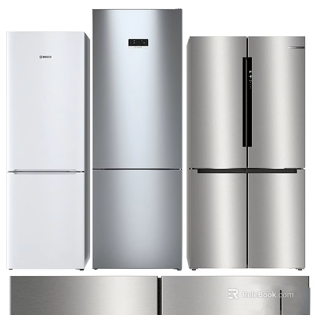 Modern Kitchen Refrigerators Different Styles White Stainless Steel Double Door Side By Side Designs 3d model 