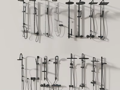 Modern Shower Head Designs With Various Styles Including Handheld And Overhead Options For Bathroom 3d model