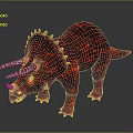 Detailed Red Triceratops Dinosaur 3D Render With Horns Spikes And Scaly Skin