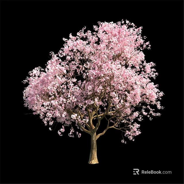 Decorative Ornament Set With Pink Flowering Tree For Home Decoration 3d model 