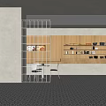 Modern Milk Tea Shop Open Space With Wooden Walls Metal Grid Partitions And Tile Flooring