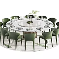 Elegant Round Dining Table Set With Green Chairs And Marble Tabletop 3d model