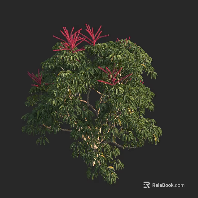Lush Arbor With Green Foliage And Vibrant Red Flower Clusters 3d model
