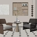 Quiet leisure sofa combination single sofa combination 3d model