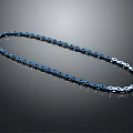 Shiny Blue Metal Link Chain with Industrial Style on Black Reflective Background
