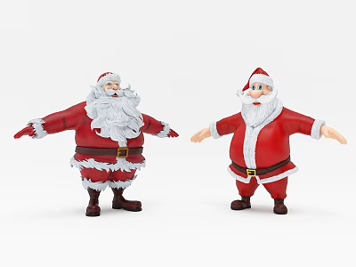 Festive Santa Claus Decorative Ornament Set with Two Figurines for Christmas 3d model