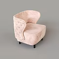 Pink Velvet Accent Chair with Curved Arms Button Tufted Back and Black Legs