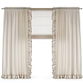 Beige Curtains With Ruffled Edges For Window Decoration And Home Style