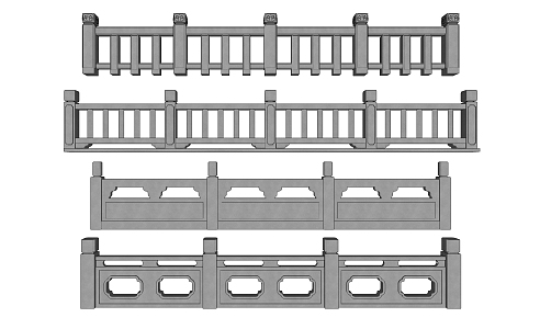 New Chinese Style Balustrade Marble Balustrade 3d model