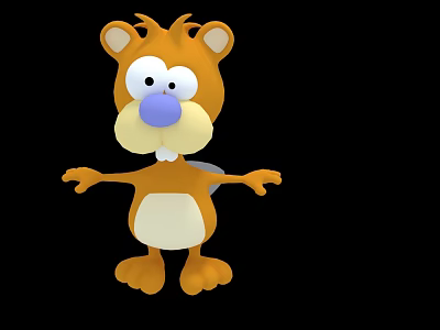 Game Movie Character Cartoon Style Brown Body White Belly Blue Nose Big Eyes Open Arms 3d model