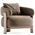 Green Velvet Leisure Chair With Rounded Armrests And Wooden Legs Color Options