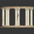 Circular Stone Platform Structure With Columns And Central Decorative Plant