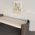 Modern Wooden Shoe Bench With Beige Cushion Wall Art And Minotti Logo