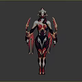 Mythical Character With Creature Inspired Armor Elaborate Headpiece And Biomechanical Wings