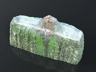 Natural Wood Stone Block With Green Grey Surface Texture For Decorative Use 3d model