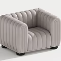 Stylish Light Gray Single Sofa With Vertical Stitching And Black Wooden Legs