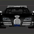 Black Bugatti Police Car With Police Lights And Rear Spoiler