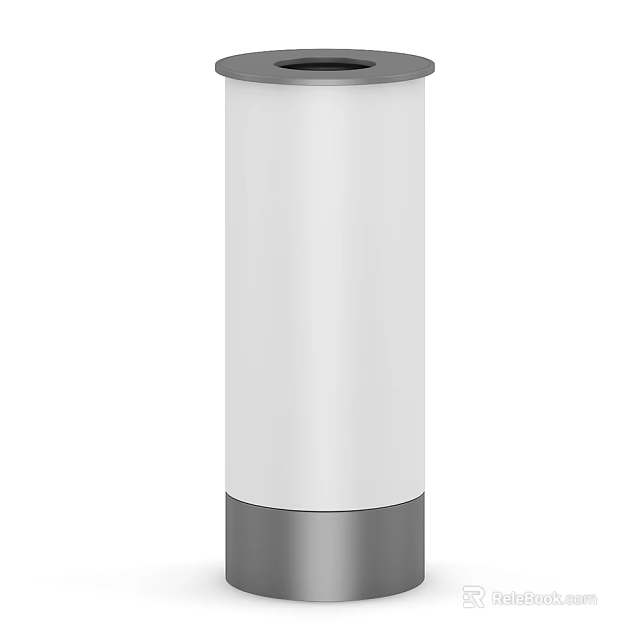 Modern Cylindrical Outdoor Light With White Shade And Silver Base Design 3d model 