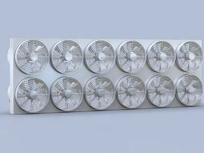 Industrial Cooling Fan Equipment With Multiple Metal Fans On Stainless Steel Frame 3d model
