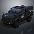 Black SWAT Military Vehicle With Armored Design Police Lights And Logo