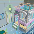 Enchanting Indoor Playground with Snow Castle Slide Starry Ceiling Decor for Kids