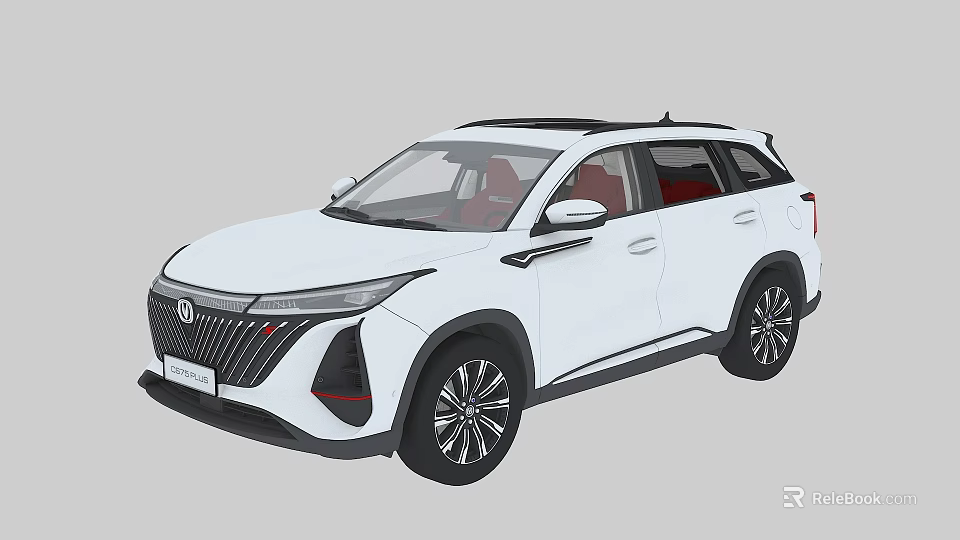 White SUV With Modern Design Sharp Front Lines Red Interior And Unique Alloy Wheels 3d model 