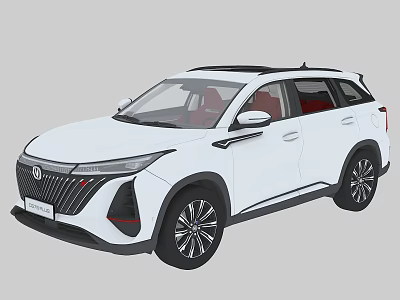 White SUV With Modern Design Sharp Front Lines Red Interior And Unique Alloy Wheels 3d model