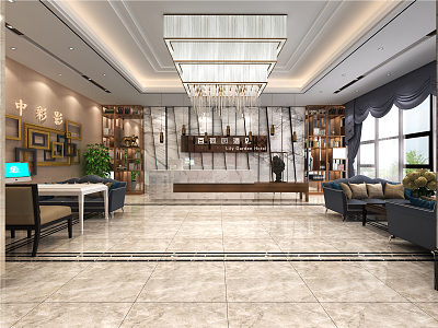 Modern lobby hotel lobby 3d model