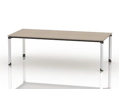 Modern Office Desk With Light Colored Top And Silver Metal Legs 3d model
