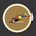 Female Superhero Figurine On Golden Base With Shield Sword And Star Decoration