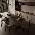 Modern Restaurant Interior Design With Open Kitchen Dining Table Chairs And Cabinets