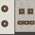 Modern Wooden Wall Lamps With Round Light Fixtures On Stone And Plain Walls
